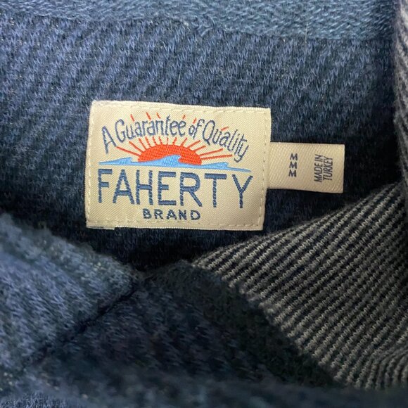 Faherty Legend Sweater Hoodie Men's Medium Blue Surf Stripe Hooded Sweatshirt - Picture 5 of 10